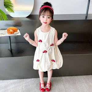 女童连衣裙夏季一两三岁女宝宝夏装儿童公主裙韩系洋气蘑菇花苞裙