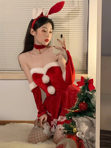 情人节红色圣诞节套装兔女郎cosplay服装性感制服女装纯欲睡衣女