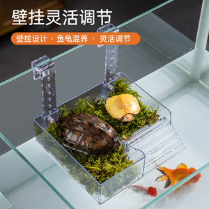 挂壁式乌龟晒台透明水龟爬台高水位龟缸休息台面多功能爬坡台可调