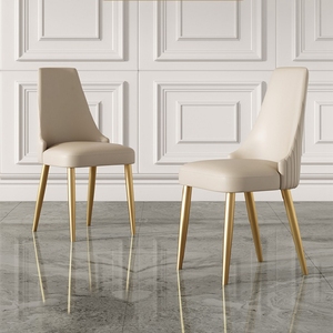 意式轻奢家用餐椅金色不锈钢底架设计师创意超纤皮舒适小款椅子