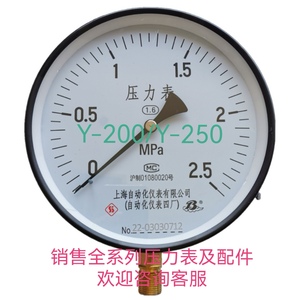 200mm表盘250mm压力表Y-200/250上海自动化仪表四厂0.6/1/4/6/Mpa