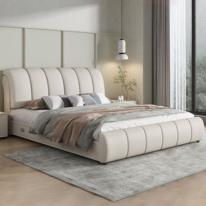 皮床主卧1.8米双人床现代简约科技布床1.5米实木框架软包储物婚床