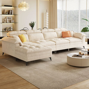 现代简约科技布沙发客厅大小户型奶油云朵贵妃位组合布艺直排沙发