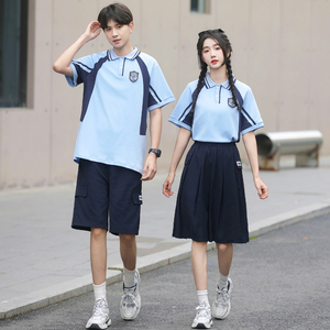 毕业照班服初中生夏季韩版短袖t恤学院风女裙高中生校服套装定制