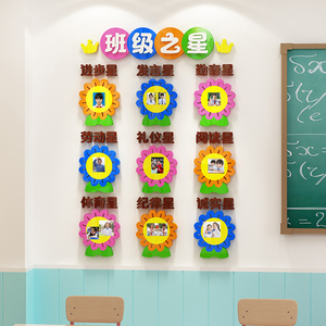 教室装饰布置神器小学文化建设墙贴每周班级之星评比栏亚克力立体