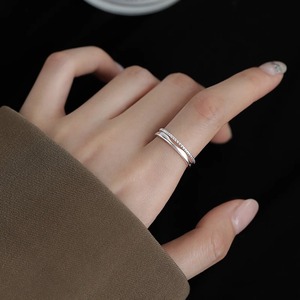 施华洛世奇适用双层链条戒指925纯银韩国时尚潮流开口设计高级感