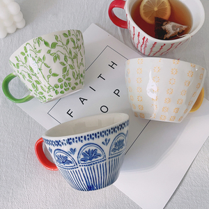 日式陶瓷早餐燕麦杯办公室马克杯高颜值创意大容量咖啡杯ins风