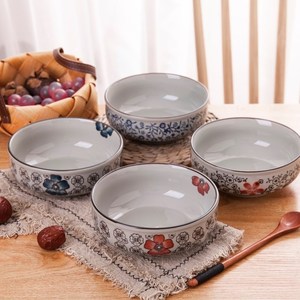 景德镇日式5.5寸矮脚米饭碗 创意个性浅口陶瓷碗家用蒸蛋蒸菜的碗