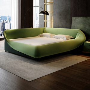网红创意鸟窝床现代简约双人床亲子卧室大床设计师互不干扰布艺床