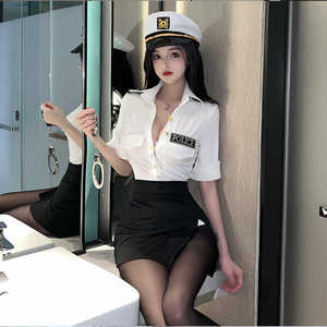 女警cos服性感网红机长空姐制服套装纯欲主播变装情绪角色扮演女