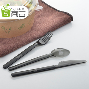 上海商吉加厚长柄塑料勺子一次性刀叉 勺汤勺餐叉西餐具餐勺叉子