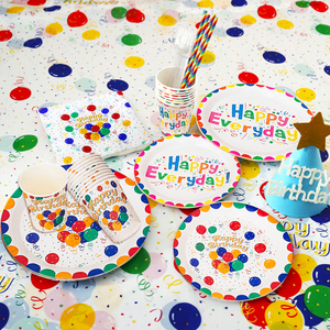 一次性野餐桌布纸盘纸杯餐盘生日派对幼儿园聚会儿童餐具装饰布置