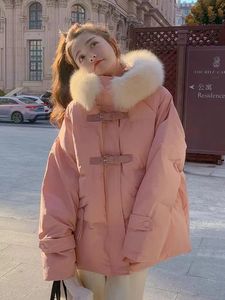 大毛领粉色羽绒棉衣棉服女冬季外套加厚今年流行爆款韩版温柔棉袄