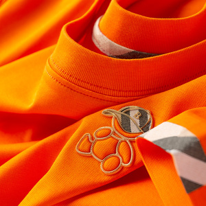 设计小众款~小熊橙色t恤男短袖修身冰丝光棉夏季薄款无痕半袖男士