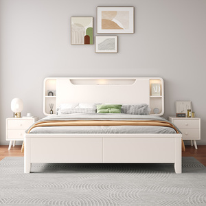 床双人床实木工厂直销主卧1.8m带储物高箱小户型简约现代北欧婚床