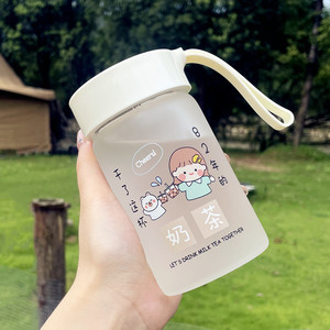便携小巧带茶漏玻璃水杯子女可爱简约ins学生韩版耐热带盖花茶杯