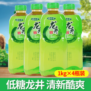 娃哈哈龙井绿茶饮料1L*4瓶整箱低糖茶果汁清凉解暑瓶装