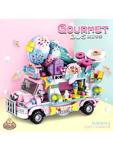 新疆包邮城景冰淇淋车兼容乐高积女木孩益智拼装玩具礼物d街LGWi