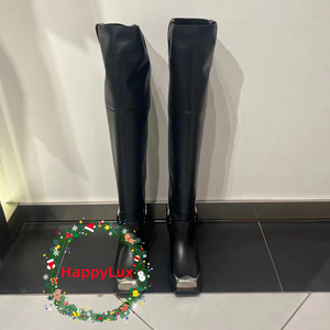 2月28日折扣村代购Gucci古驰女士金属头双Glogo标志黑色长靴