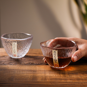 日式初雪主人杯手工杯子大号茶杯玻璃杯锤纹清酒杯功夫茶具单杯