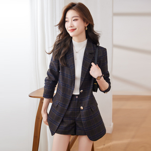 格子西装外套女春季2024新款韩版复古时尚气质高级感休闲西服套装