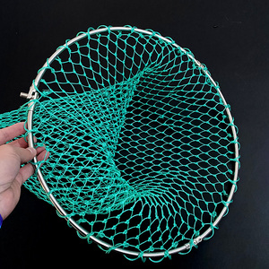 抄网头钓鱼渔具渔网手工编织网兜多股线结实大物钢圈折叠实心配件