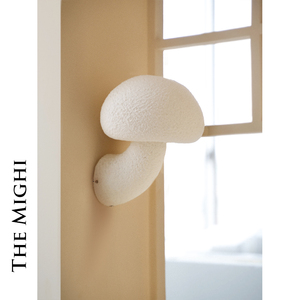 米极光影 中古侘寂风法式奶油蘑菇壁灯 咖啡店门头设计师阳台壁灯