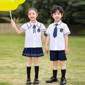 幼儿园园服班服儿童毕业服装纯棉短袖深圳校服小学生夏季短袖套装