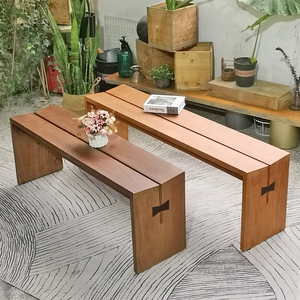 北欧实木长凳家用客厅长板凳子换鞋复古设计师原木餐桌长条凳餐椅