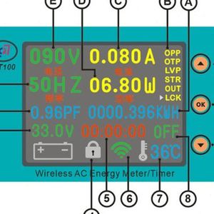 2022 ACT100彩屏无线电力监测仪库仑计交流电压电流电量频率表