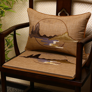 中式红木沙发坐垫抱枕国风刺绣茶椅靠背椅子腰枕太师椅官帽椅靠垫