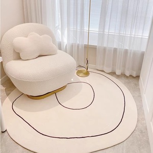 圆形地毯客厅简约轻奢毛毛虫沙发垫子卧室房间摇椅电脑椅防滑地垫