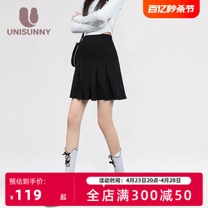 unisunny孕妇半身裙2024新夏季薄款托腹短裙百褶裙裤子外穿孕妇装