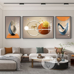 轻奢人物客厅装饰画现代简约沙发背景墙挂画大气高级感壁画三联画