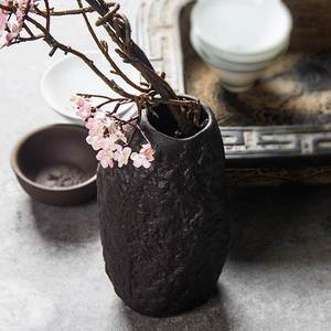手工陶瓷花瓶复古风日式粗陶花插陶艺花器工艺品茶桌茶道摆件禅意
