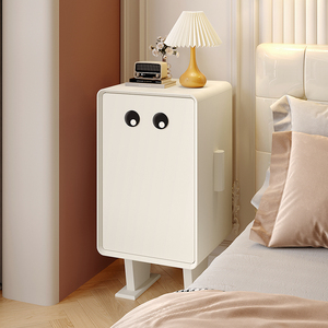 奶油风童趣卧室床头柜儿童机器人现代简约客厅创意收纳柜沙发边柜