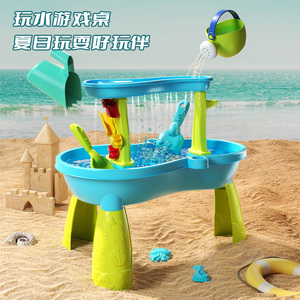 儿童戏水沙滩桌转转乐宝宝洗澡浴室玩具户外玩水台水车转轮男女孩