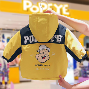 大力水手/POPEYE 男童加厚棉服宝宝棉衣儿童2022新款冬装加厚外套