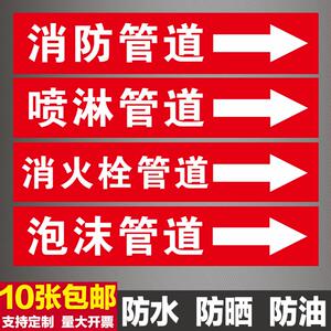 消防管道流向标识贴聚乙烯反光膜消火栓水管箭头标牌色环胶带标签喷淋房进水出水贴纸流向箭头消防灭火标签贴