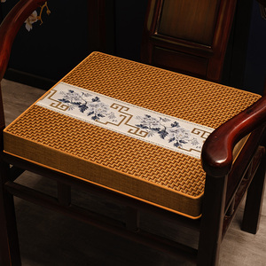 夏季凉席新中式餐椅垫红木椅子坐垫透气冰丝垫子圈椅茶椅座垫定制