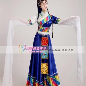 24新款藏族舞蹈服男女成人藏族水袖长裙演出服装藏服民族表演服