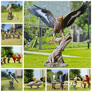 仿真树脂鸟老鹰摆件猫头鹰雕塑大模型庭院喜鹊花园林景观造型装饰