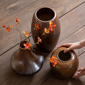 中式陶瓷流金岁月复古花瓶客厅阳台鲜花插干花水培样板间民宿摆件