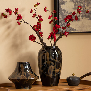 景德镇中式现代简约花瓶流金高级感水养插花干花客厅陶瓷装饰摆件