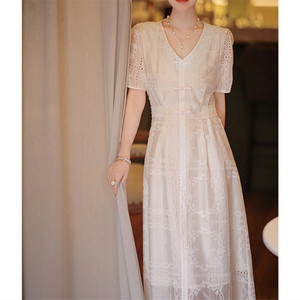 【现货】2024新款白色小香风仙女气质温柔风小个子连衣裙子高级感