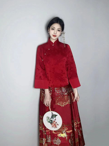 新中式国风明制改良汉服敬酒服结婚礼服红色马面裙套装2024秋冬款
