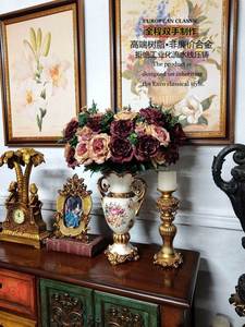 欧式复古花瓶插花客厅装饰品摆件玄关电视柜大气落地美式奢华摆设