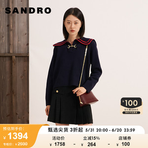 SANDROOutlet新款女装法式绵羊毛套头针织毛衣SFPPU01655