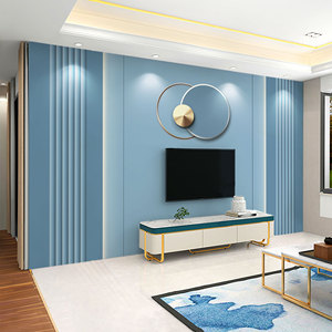 蓝色电视背景墙壁纸定制卧室沙发影视墙装饰壁画自粘客厅墙壁布画