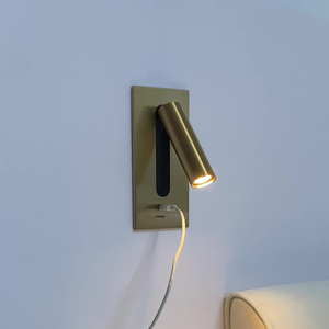 宜尚酒店客房床头阅读灯嵌入式壁灯带USB磁控开关可旋转360°射灯